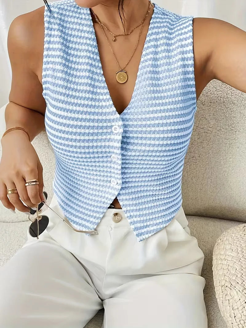 Gilet avec col en V et boutons