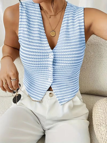 Gilet avec col en V et boutons