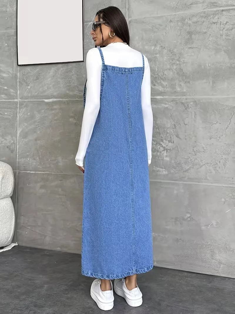 Robe chemise à bretelles spaghetti