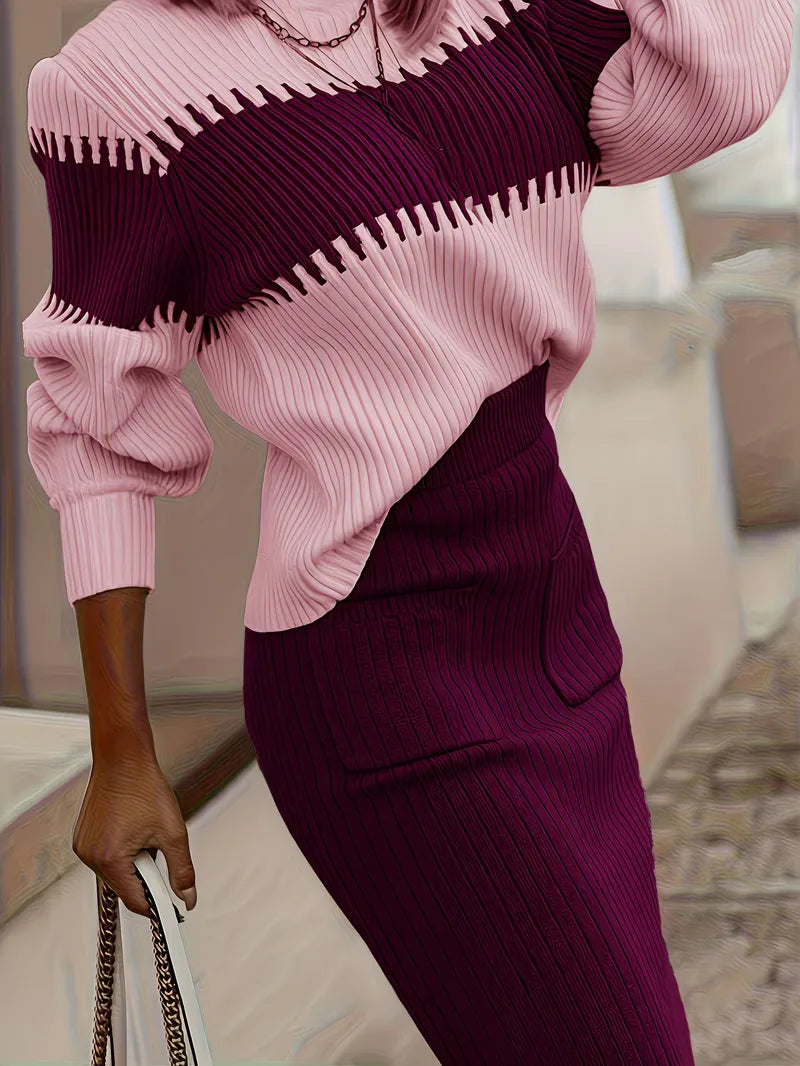 Ensemble deux pièces avec texture côtelée