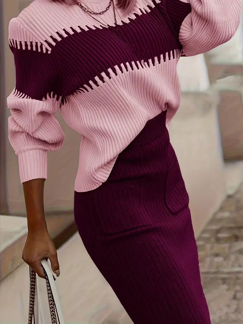Ensemble deux pièces avec texture côtelée