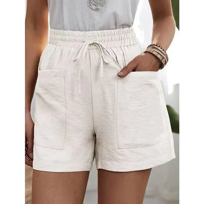 Short Women's Trousers with High Waist and Elastic - Herta