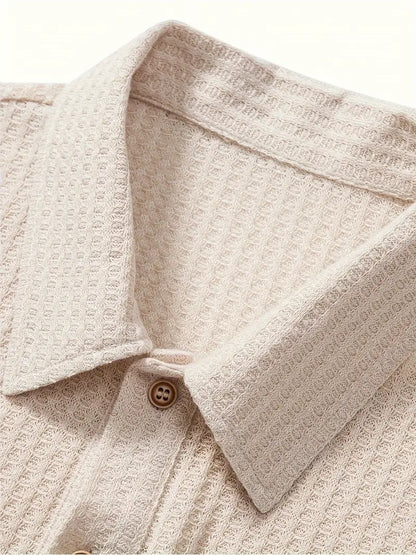 Polo casual da uomo con motivo a coste e comfort traspirante per l'estate
