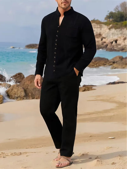 Men's suit with mandarin collar