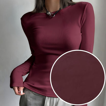 Ladies' Thermal Long Sleeve Top for Autumn and Winter – Comfortable and Warm Basic Item