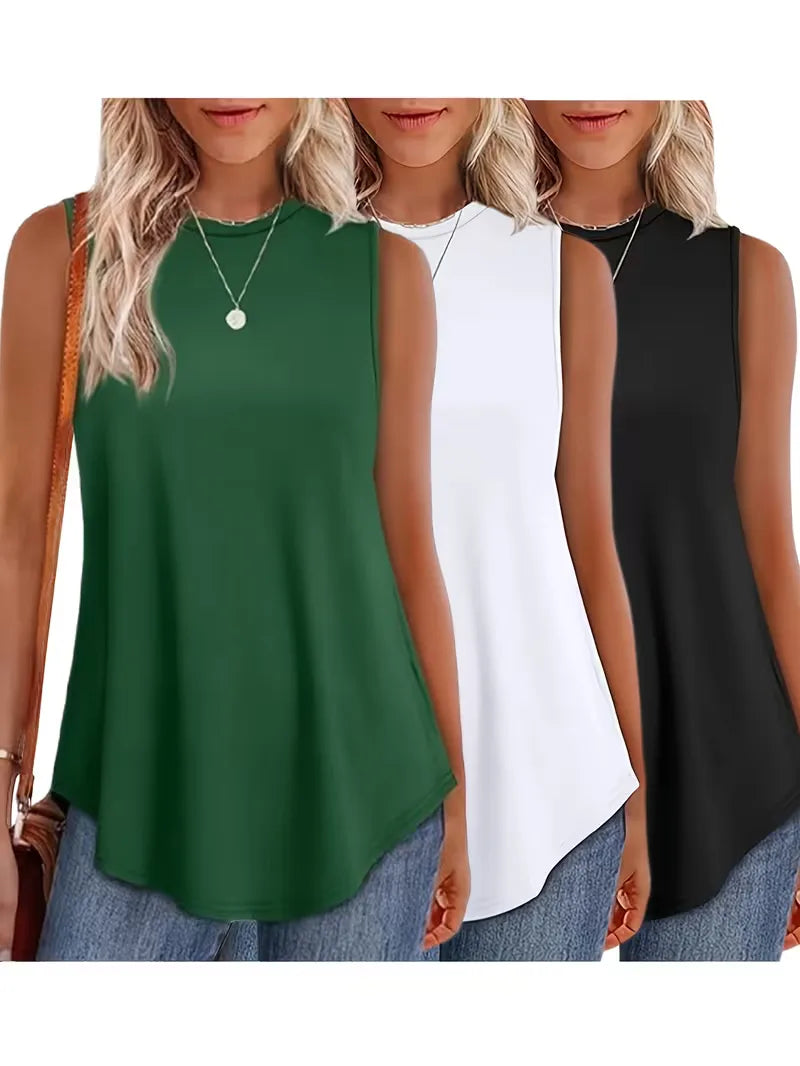 Loose Fit Tank Top with Round Neck