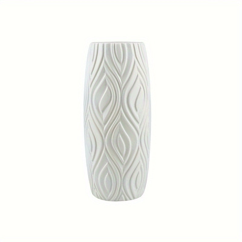 Decorative Plastic Vase with Geometric Relief – Modern and Unbreakable
