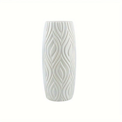 Decorative Plastic Vase with Geometric Relief – Modern and Unbreakable