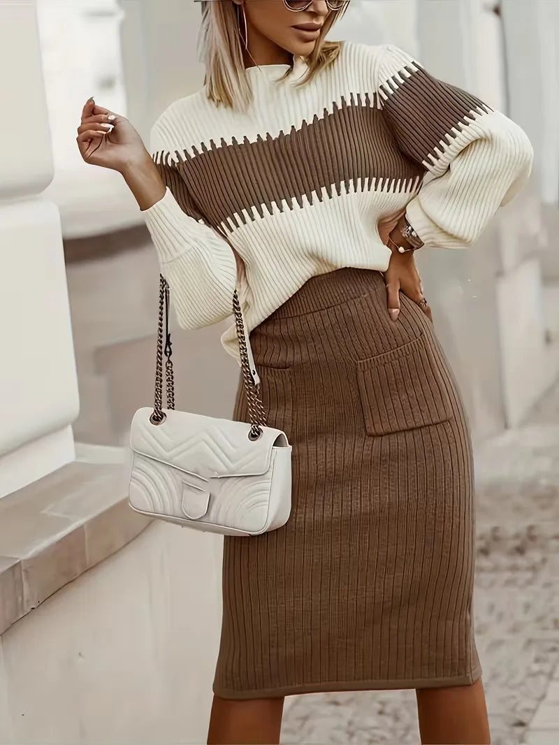 Ensemble deux pièces avec texture côtelée