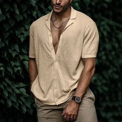 Men's Linen Summer Shirt with Button Closure