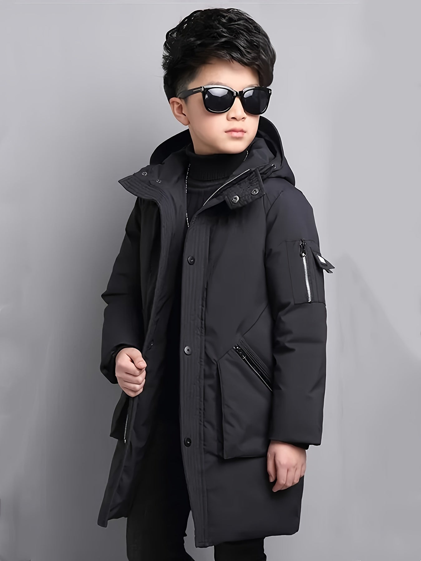 Boys' Winter Jacket with Hood and Zip - Raegan