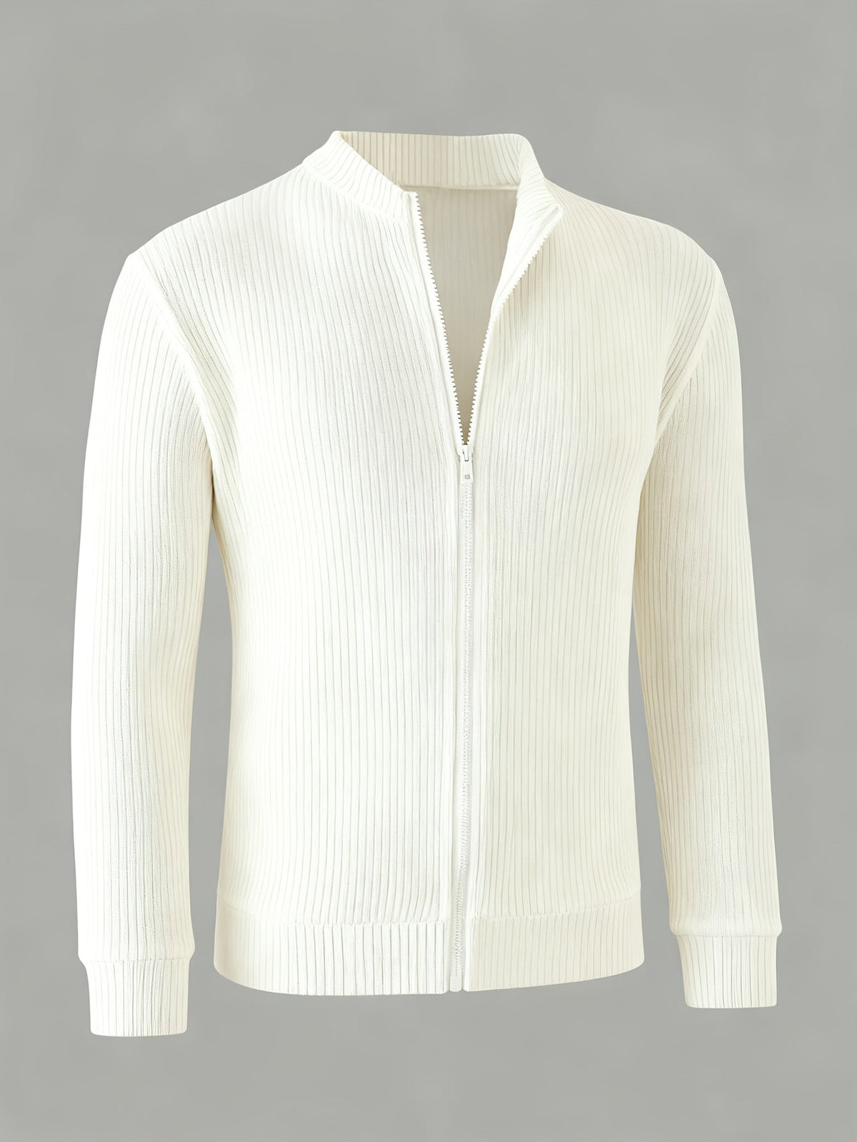 Cardigan da uomo a coste con zip – Vestibilità comoda per autunno e inverno