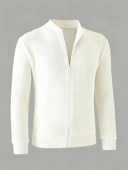 Cardigan da uomo a coste con zip – Vestibilità comoda per autunno e inverno