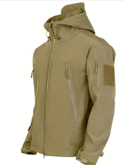 Chaqueta softshell para hombre para actividades al aire libre, con capucha y forro cálido cortavientos
