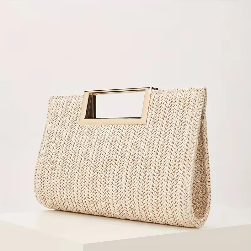 Pochette tissée avec poignée carrée