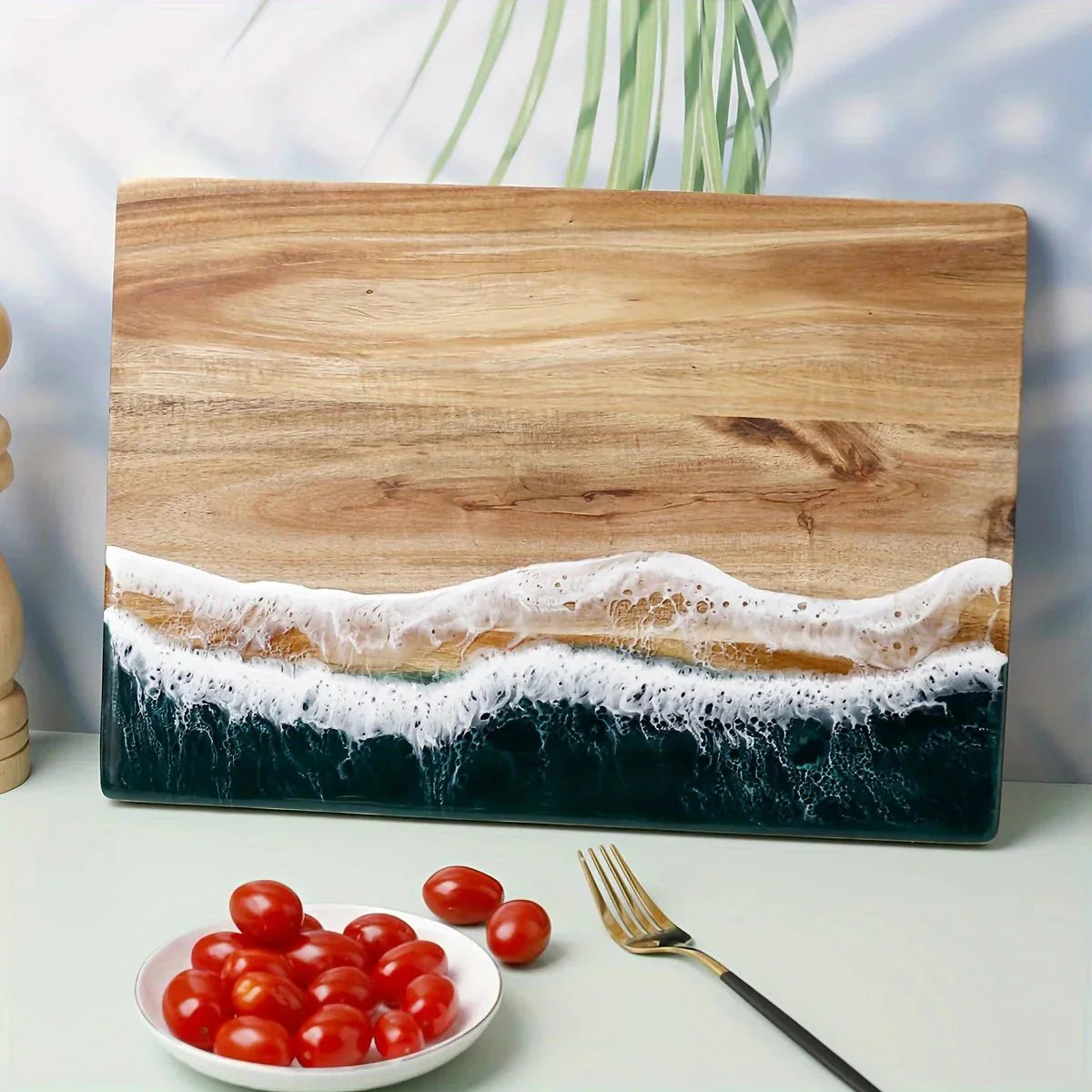 Tocător din lemn de acacia - Model oceanic - Sustenabil și elegant