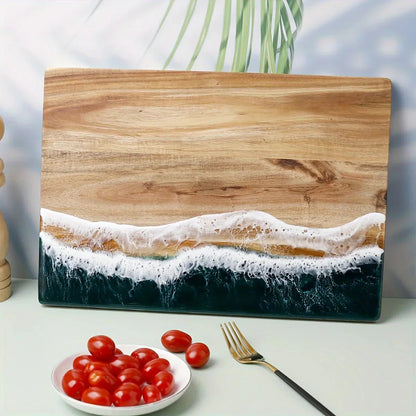 Tocător din lemn de acacia - Model oceanic - Sustenabil și elegant
