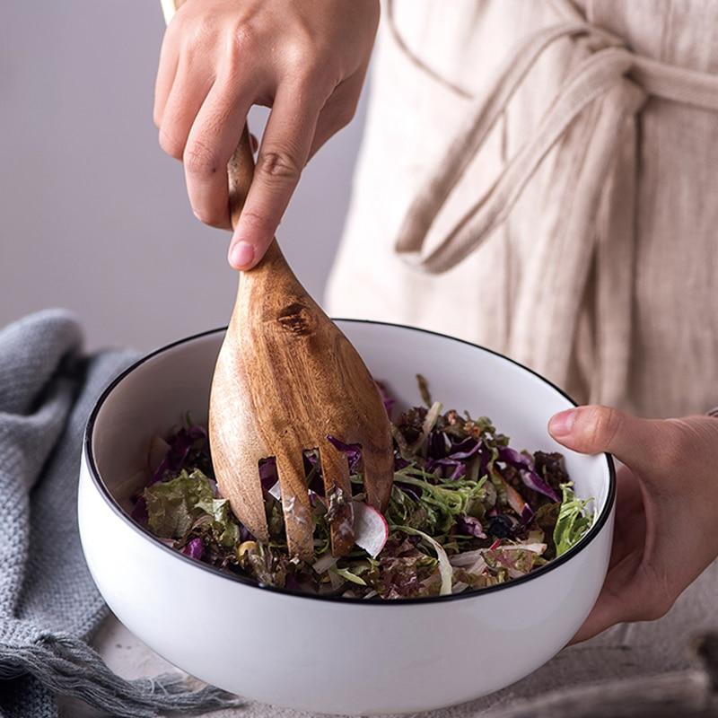 Set de ensalada de madera de acacia - Hecho a mano - Sostenible - Perfecto para cualquier cocina