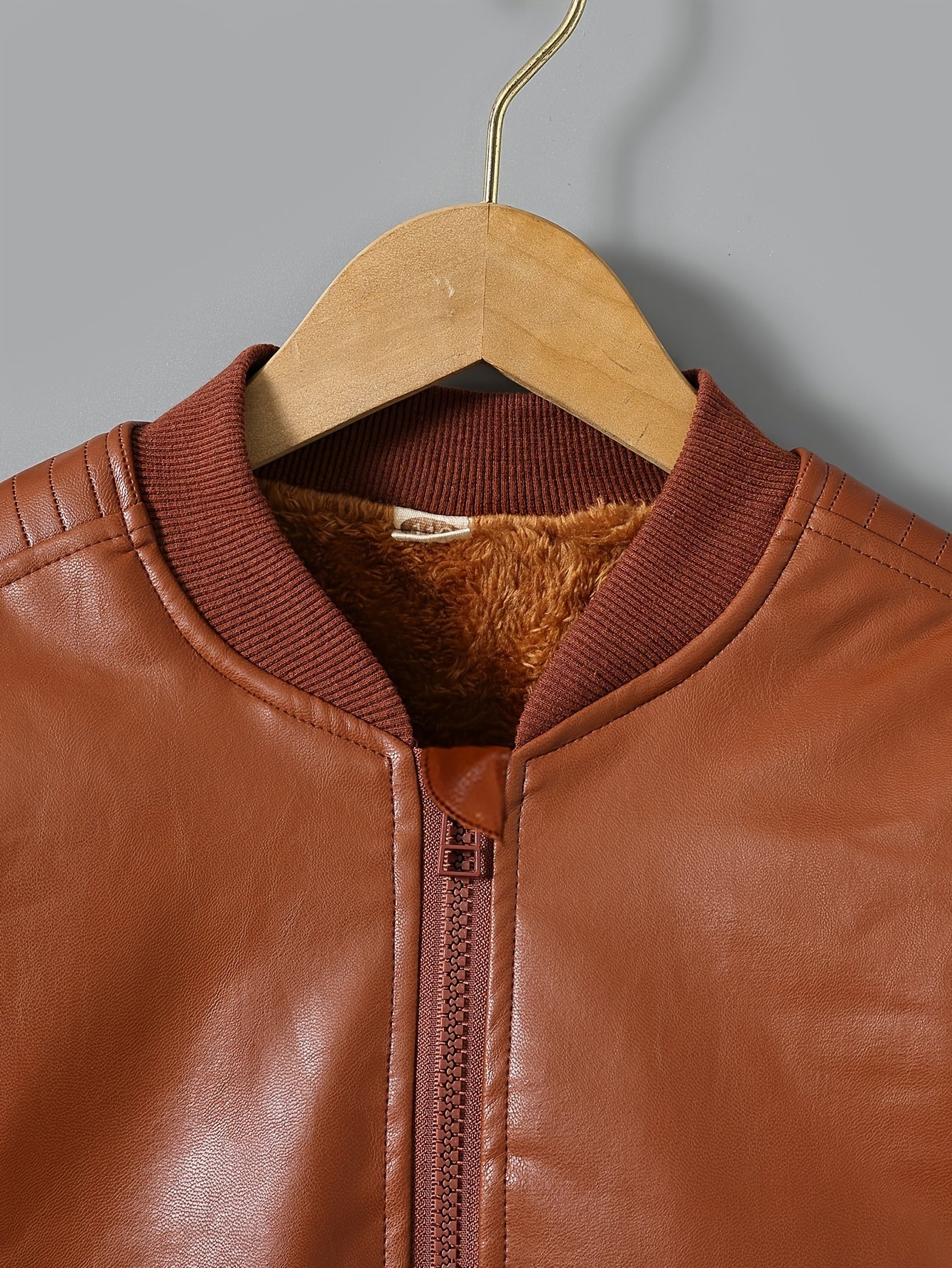 Faux leather boys' jacket with fleece lining - Cholo