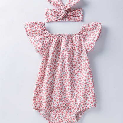 Baby romper with floral pattern – Soft cotton and comfortable