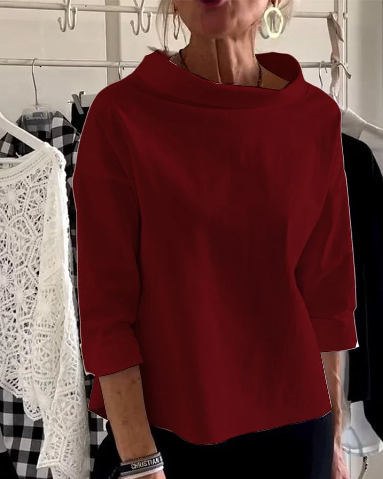 Miriam – Casual Top with Wide Lapels and Half Collar for a Stylish Look