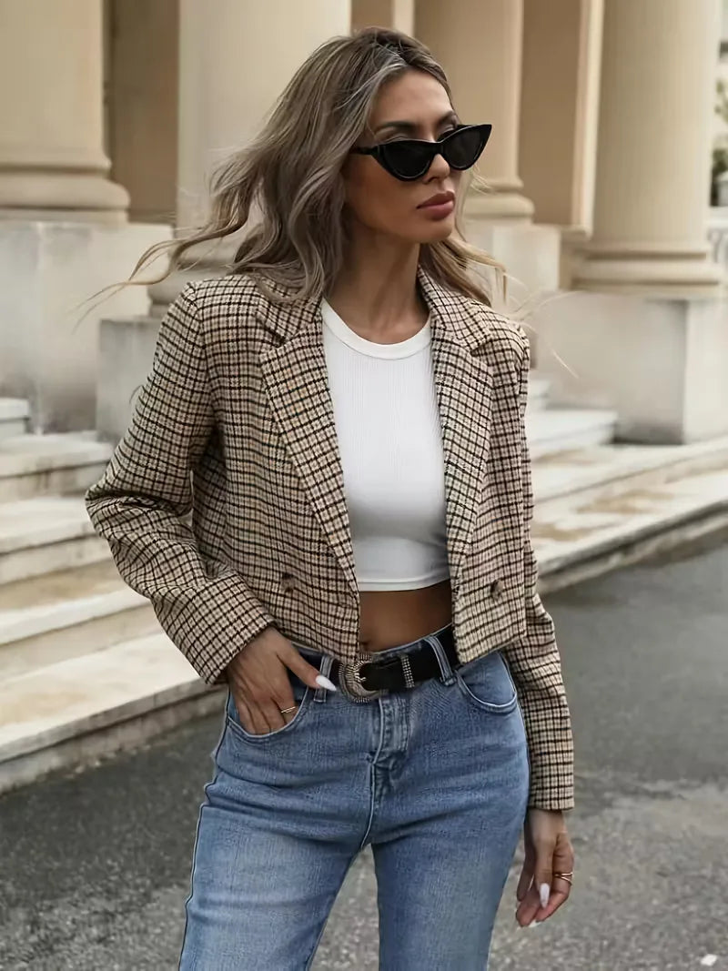 Blazer à carreaux avec manches longues
