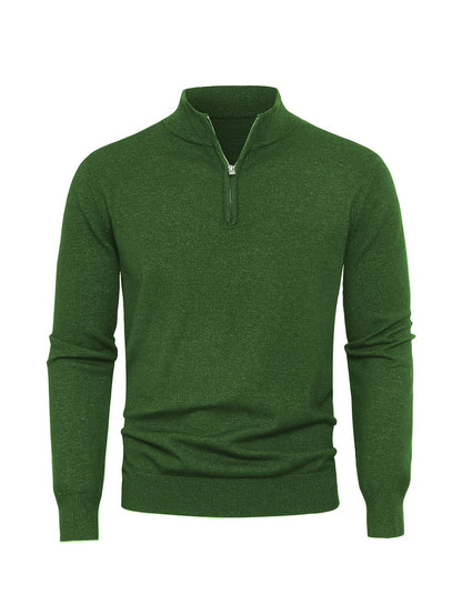 Gestrickter Herrenpullover mit Reißverschluss – warmes Modell mit Stehkragen für Herbst und Winter