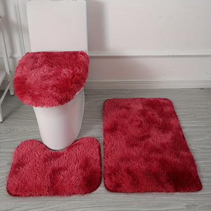 3-piece bathroom mat set with geometric pattern – Soft and non-slip