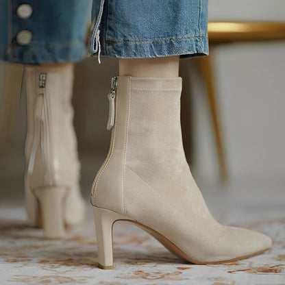 Ladies' Elegant Ankle Boots with Pointed Toe and Slim Heel