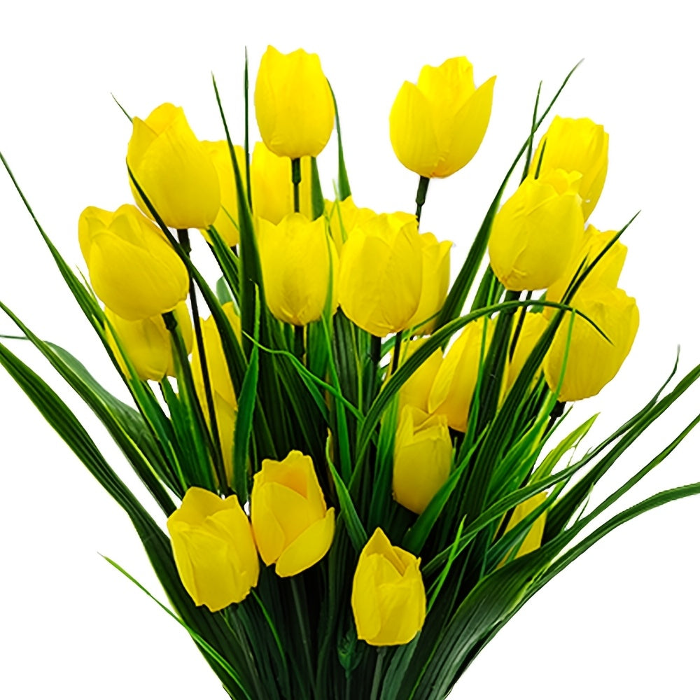 Set of 6 Bunches of Artificial Tulips – UV Resistant and Realistic for Garden and Interior Decoration