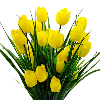 Set of 6 Bunches of Artificial Tulips – UV Resistant and Realistic for Garden and Interior Decoration