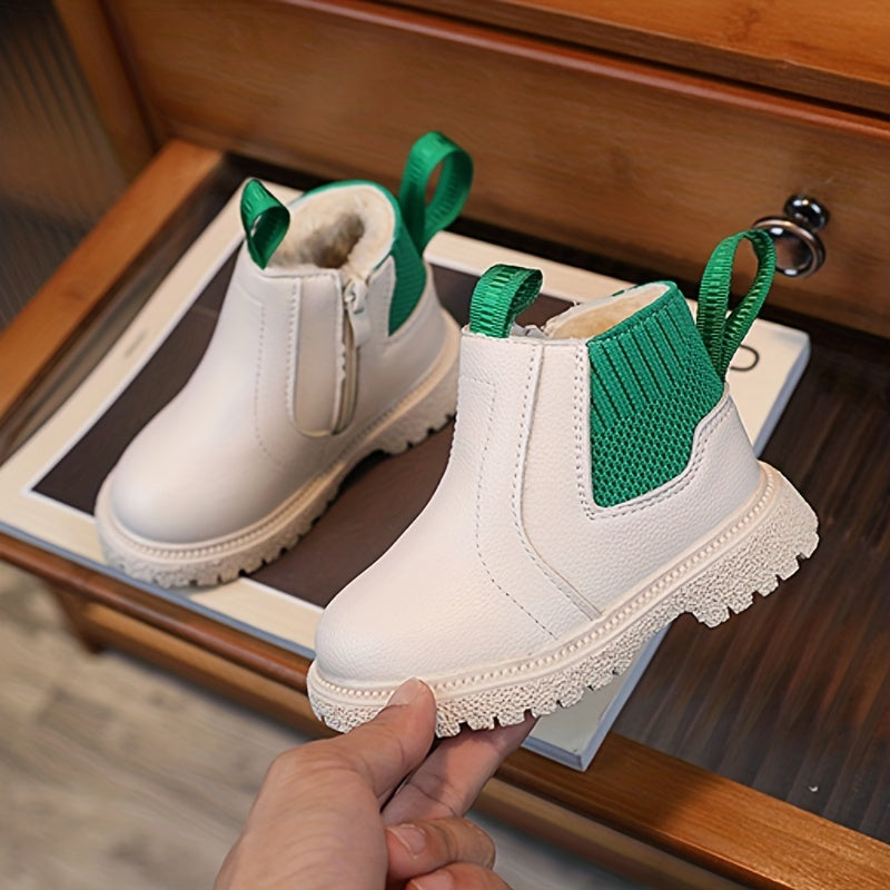 Botas modernas, suaves y cálidas, con forro de felpa y cremallera para niños - Jeo