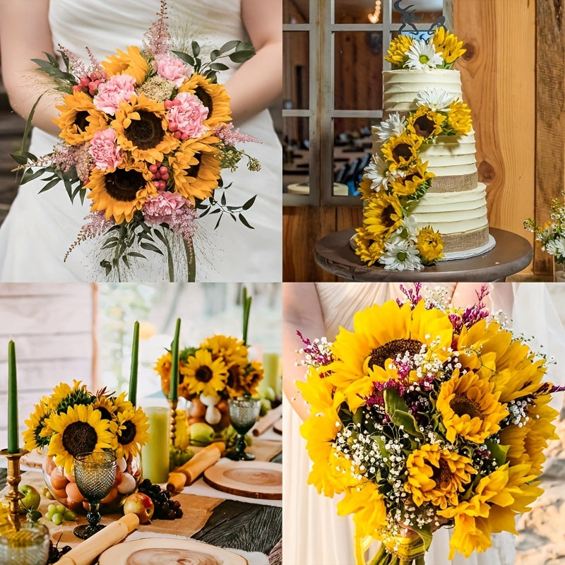 Juego de 11 girasoles vibrantes – Perfectos para el otoño, bodas y decoración del jardín