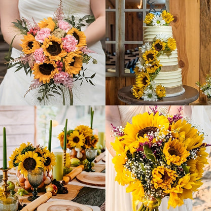 Juego de 11 girasoles vibrantes – Perfectos para el otoño, bodas y decoración del jardín