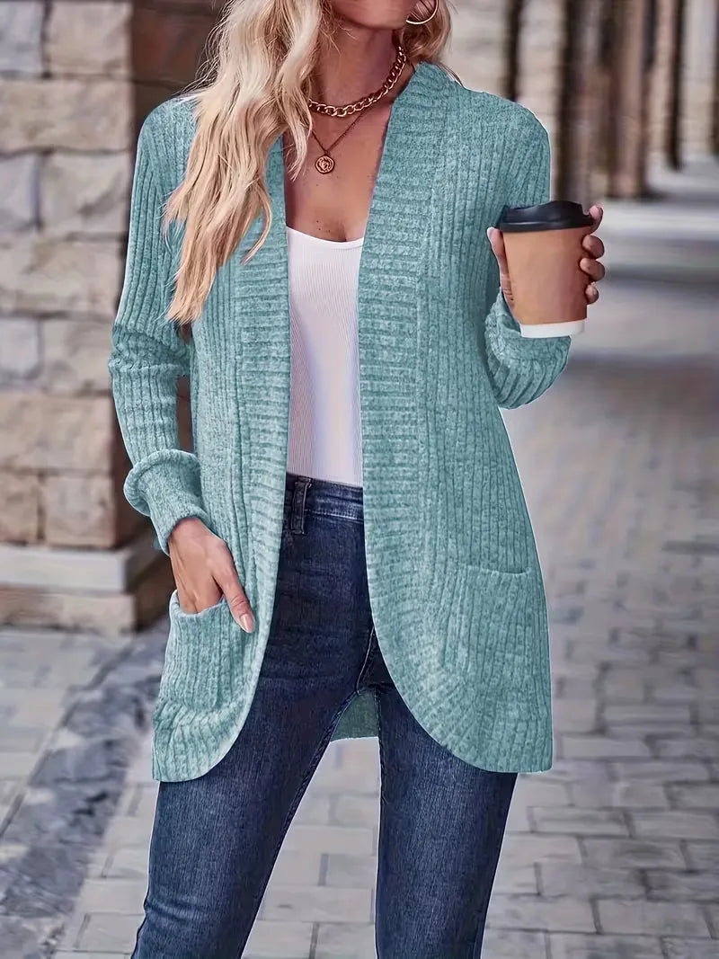 Open vest with ribbed texture