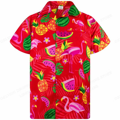 Nico - 3D Flamingo Printed Hawaiian Shirt for Men