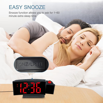 Digital Projection Alarm Clock – LED Display with Snooze Function and Adjustable Brightness