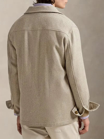 Herringbone Pattern Trench Coat