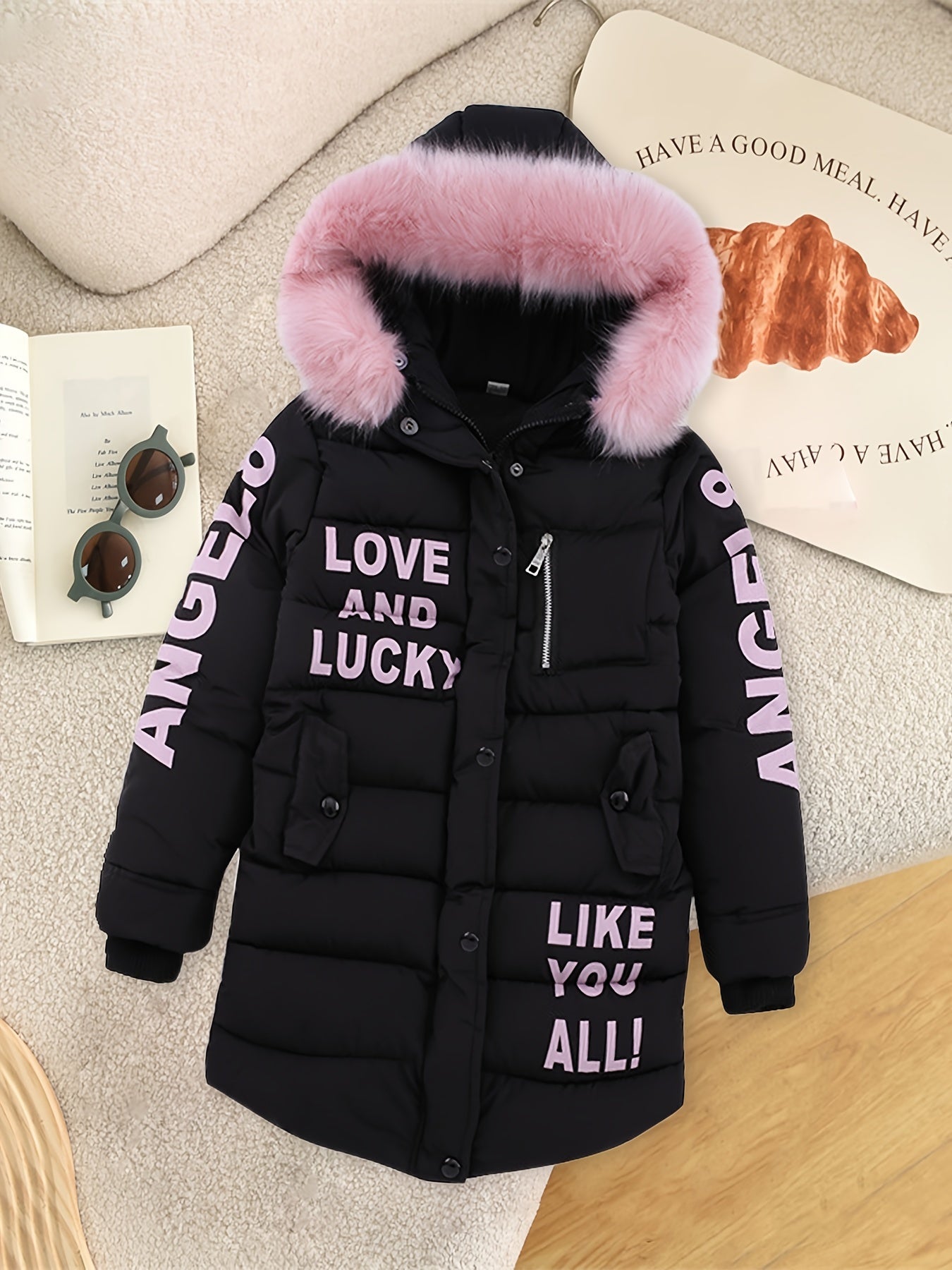 Girls' Padded Parka Winter Coat with Zip - Janen
