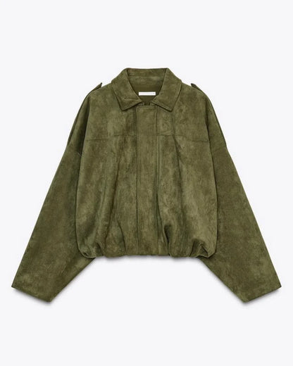 Ladies' Suede Leather Oversized Warm Jacket