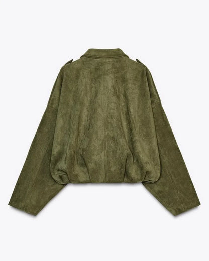 Ladies' Suede Leather Oversized Warm Jacket