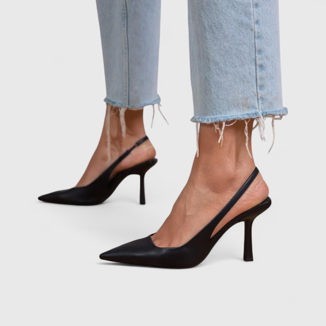 Női elegáns ortopéd slingback körömcipő hegyes orral