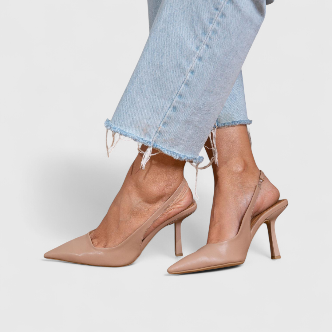 Női elegáns ortopéd slingback körömcipő hegyes orral