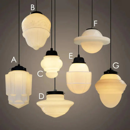 Vintage Geometric Pendant Light in Matt Glass with LED