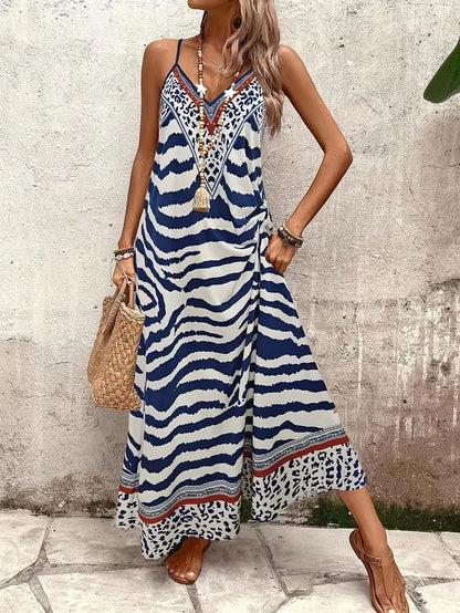 Maxi dress with leopard print