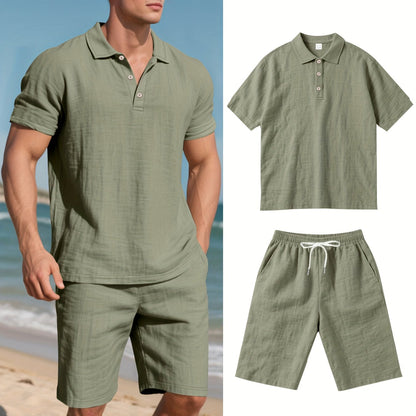 Leinen-Polohemd und Shorts für Herren – Bequem und lässig an warmen Tagen