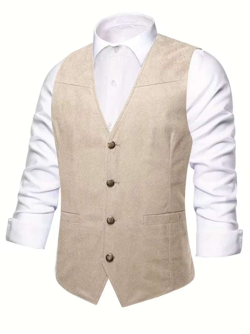 Gilet avec col en V et boutons