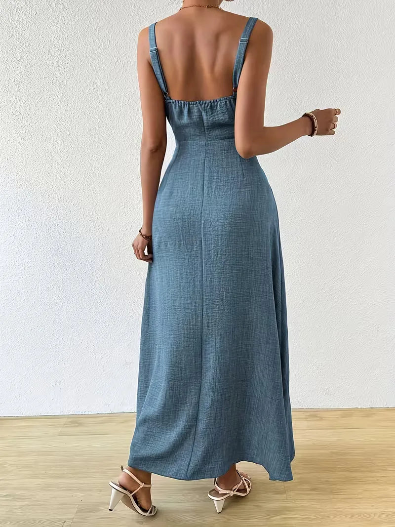 Robe portefeuille à fines bretelles