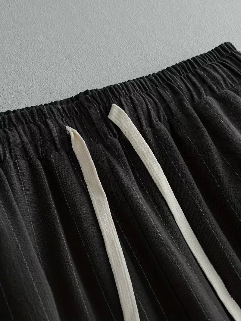 Pantalon large à rayures verticales