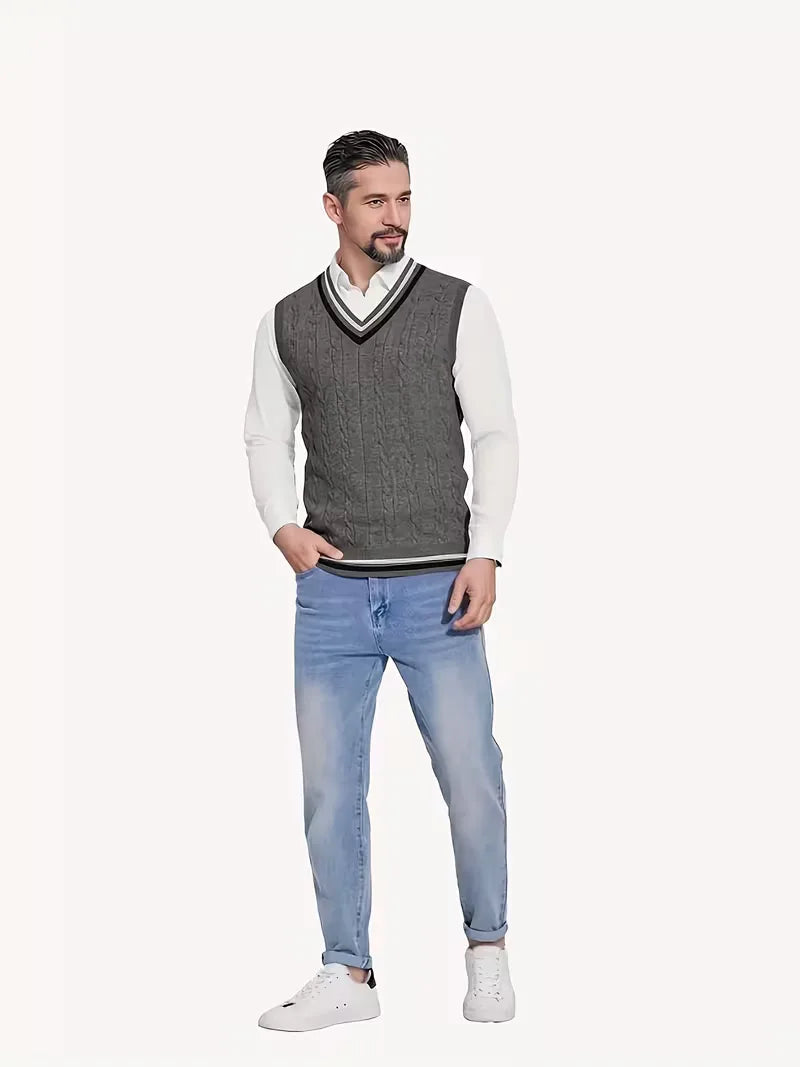 Gilet sans manches en tricot avec col en V